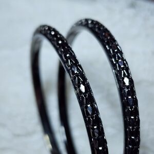 Retro Gunmetal Black Metal Hoop Pierced Earrings 3"